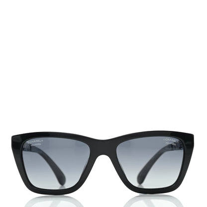 Chanel Acetate Metal Polarized Rectangle Sunglasses 5442 Black 2 of 8