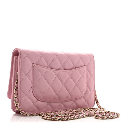 Chanel Caviar Quilted Wallet on Chain WOC Light Pink 3 of 12