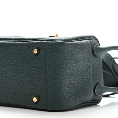 Hermes Taurillon Clemence Mini Lindy 20 Vert Cypress 10 of 11