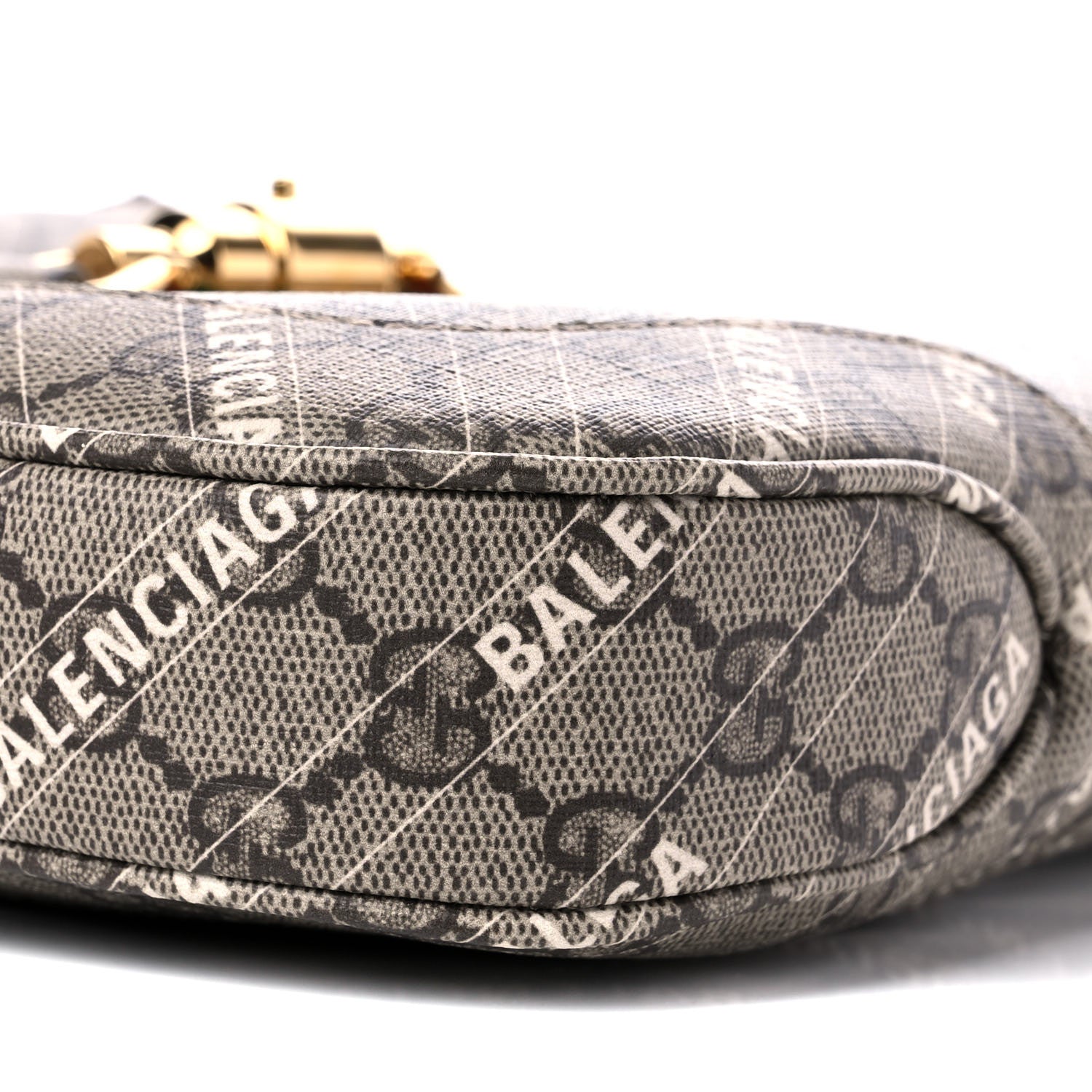 Gucci X BALENCIAGA GG Supreme Monogram Striped Logo Print Web Small Jackie 1961 Hobo Beige Ebony Mystic White 8 of 11