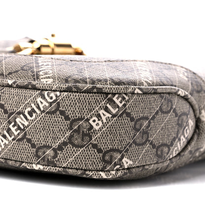 Gucci X BALENCIAGA GG Supreme Monogram Striped Logo Print Web Small Jackie 1961 Hobo Beige Ebony Mystic White 8 of 11