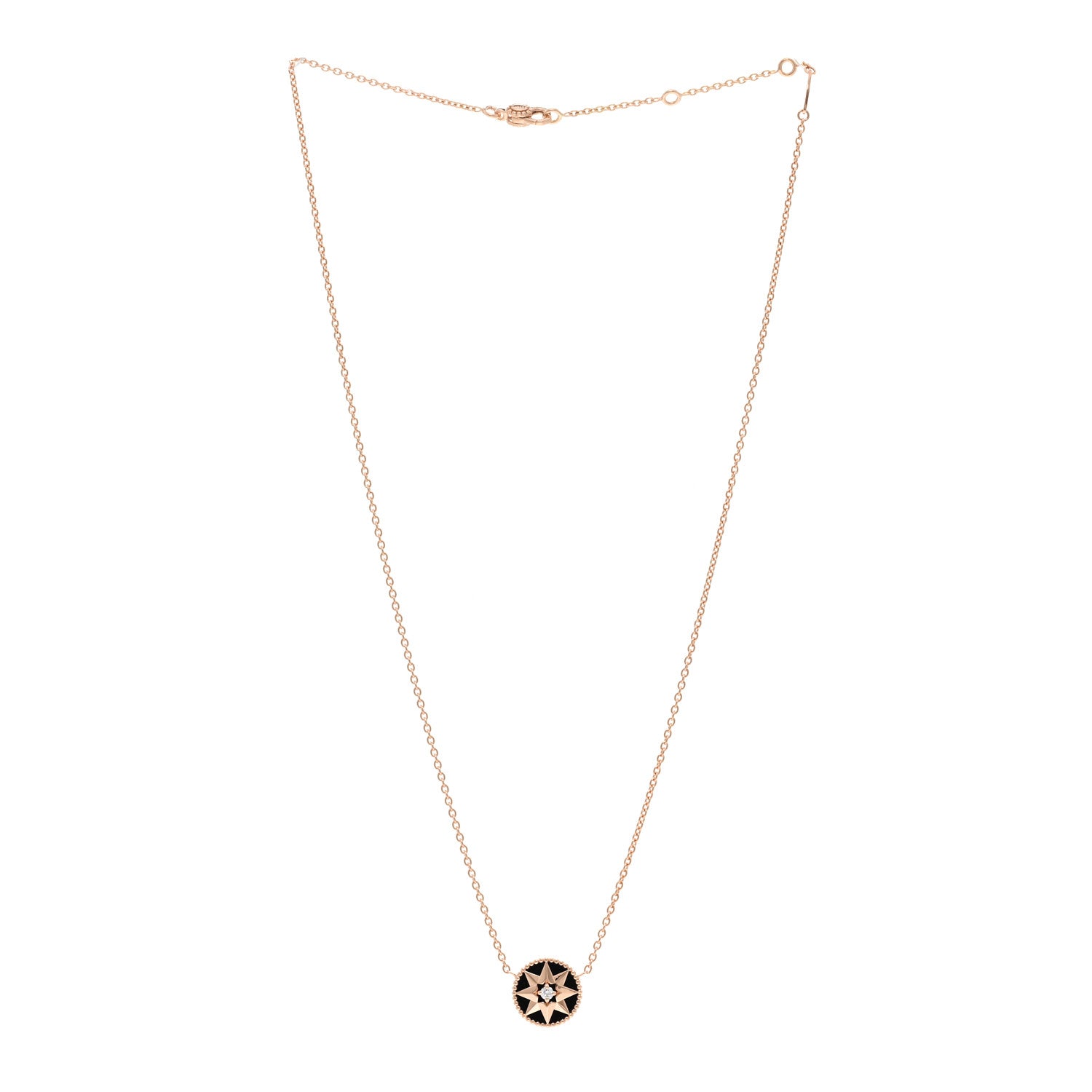 Christian Dior 18K Rose Gold Diamond Black Onyx Rose Des Vents Necklace 3 of 6