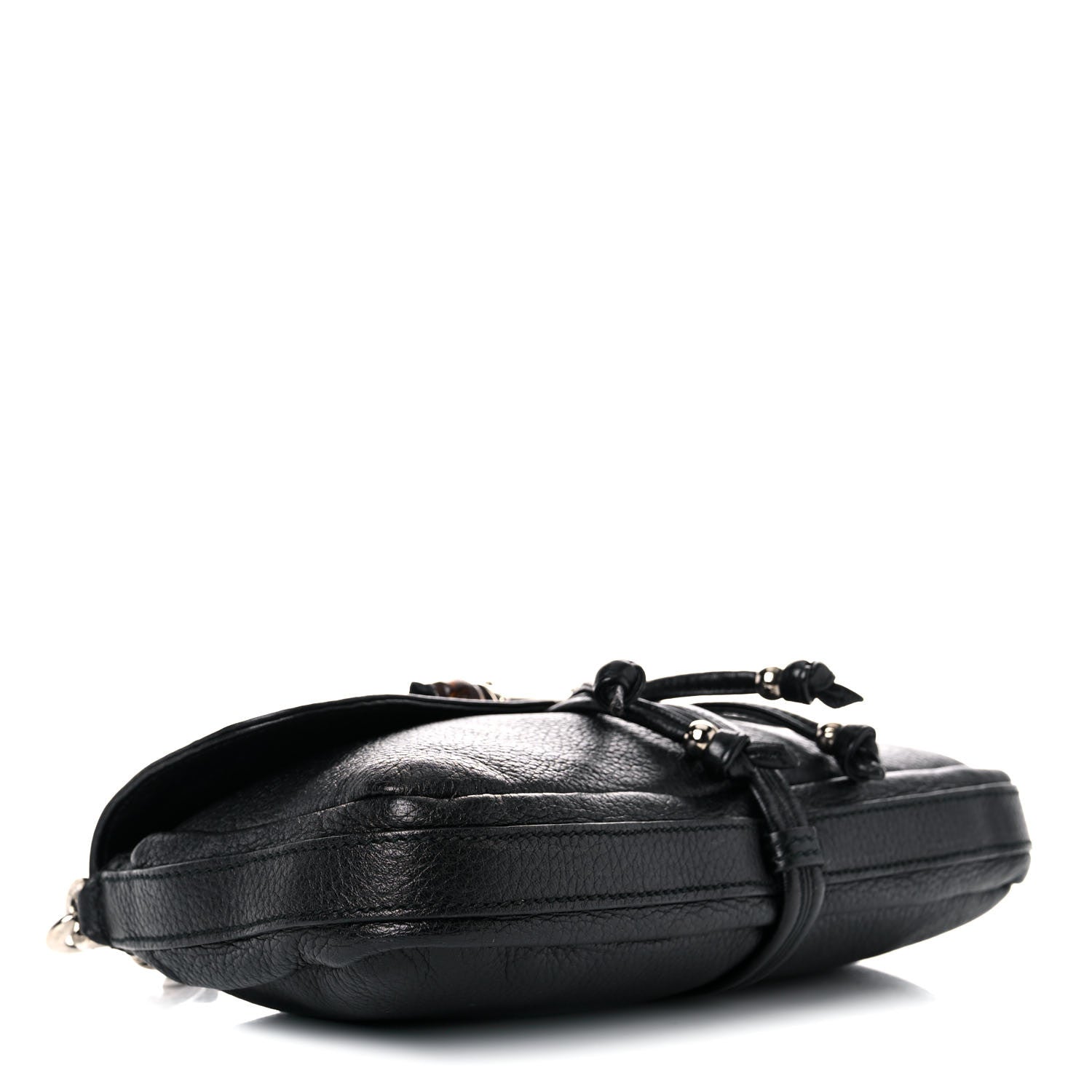 Gucci Calfskin Bamboo Croisette Evening Bag Black 4 of 17