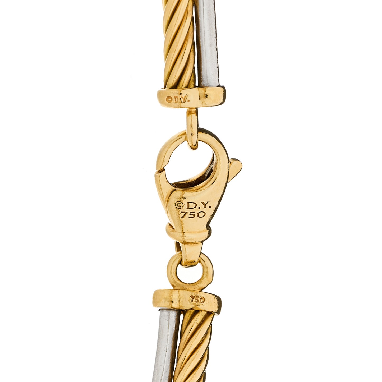 18K White Yellow Gold Diamond Crossover Bracelet