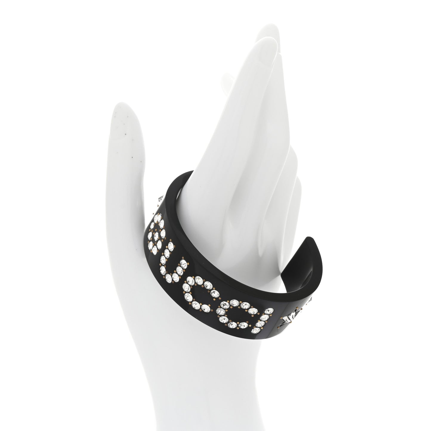 Resin Crystal Cuff Bracelet L Black