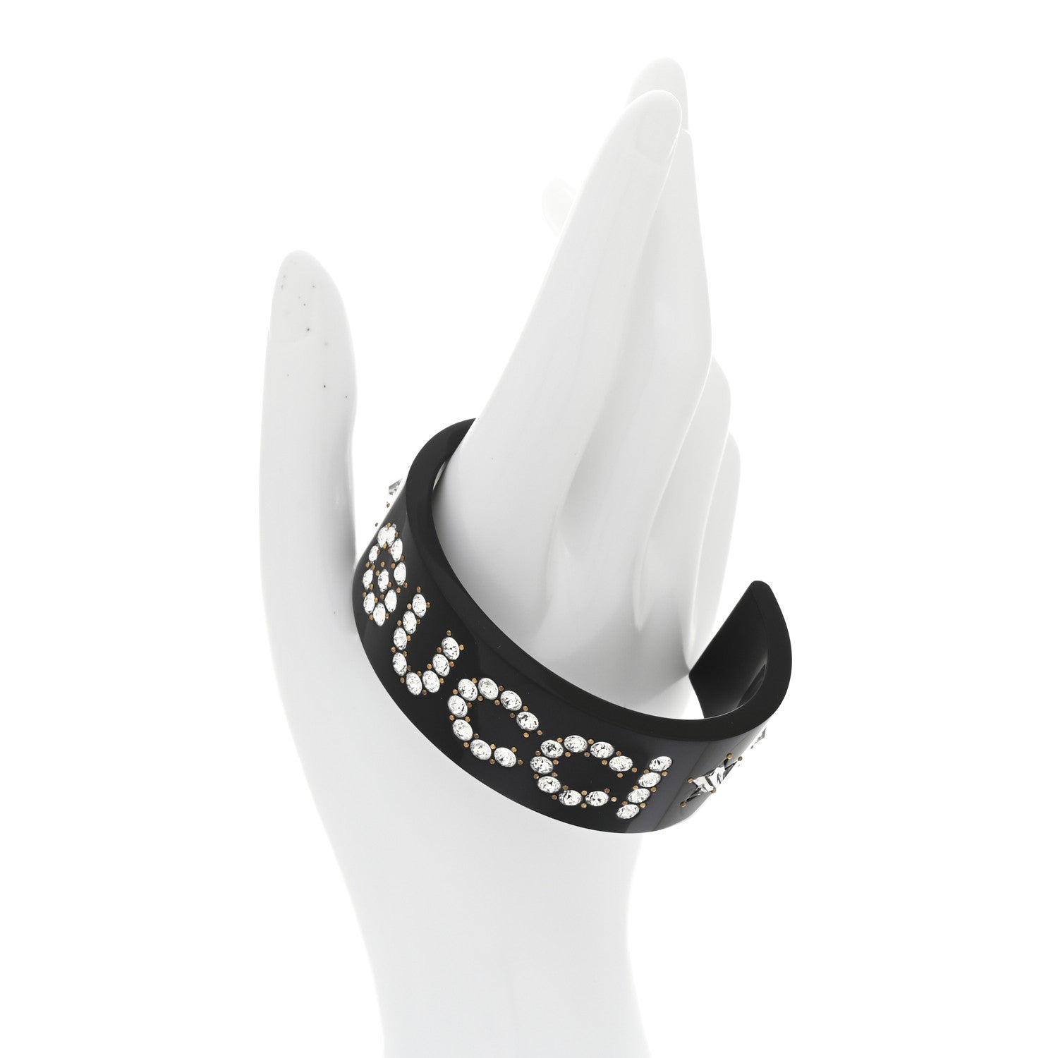 Gucci Resin Crystal Cuff Bracelet L Black 2 of 5