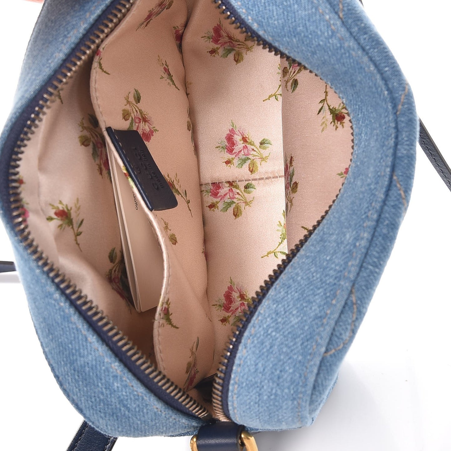 Denim Matelasse Mini Pearly GG Marmont Chain Shoulder Bag Blue