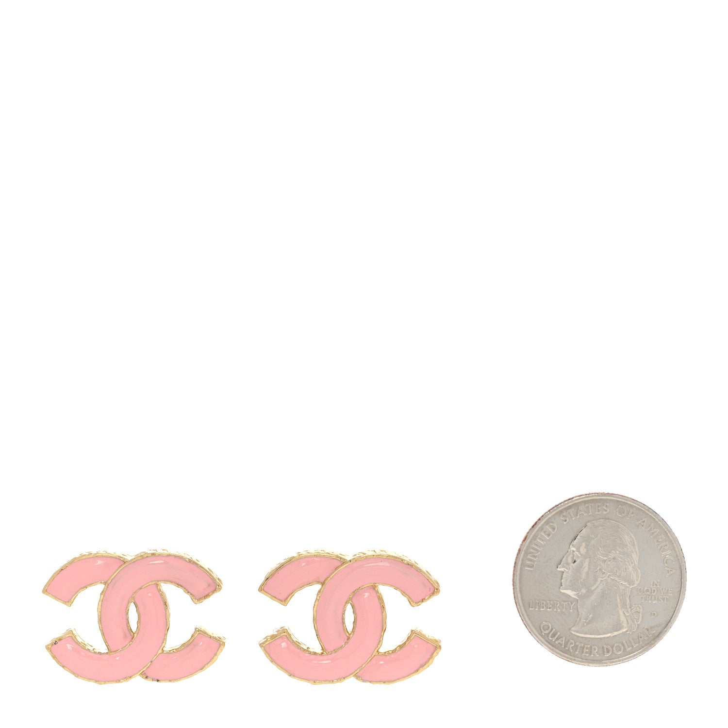 Chanel Metal Enamel CC Earrings Pink Gold 2 of 5