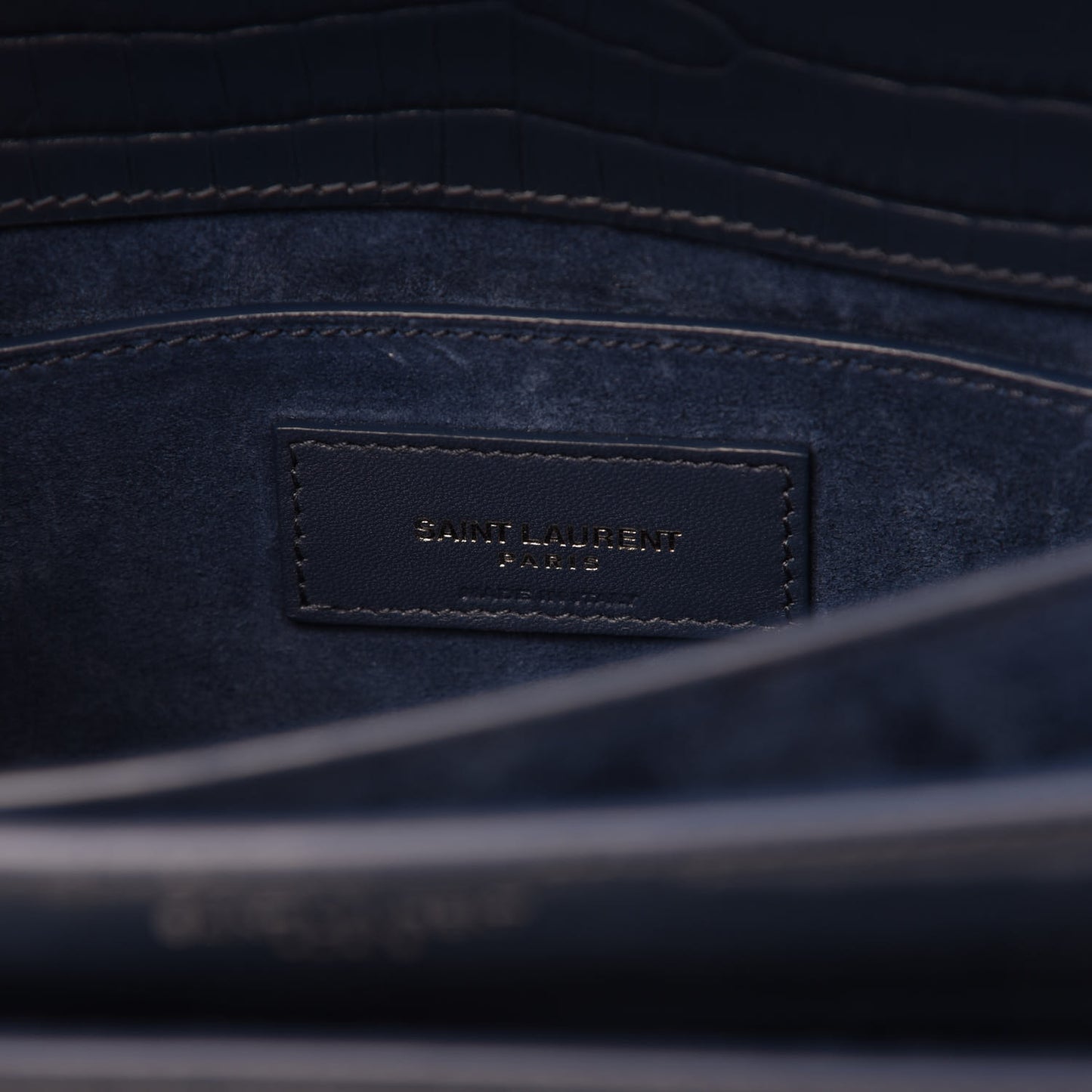 Calfskin Crocodile Embossed Medium Monogram Sunset Denim