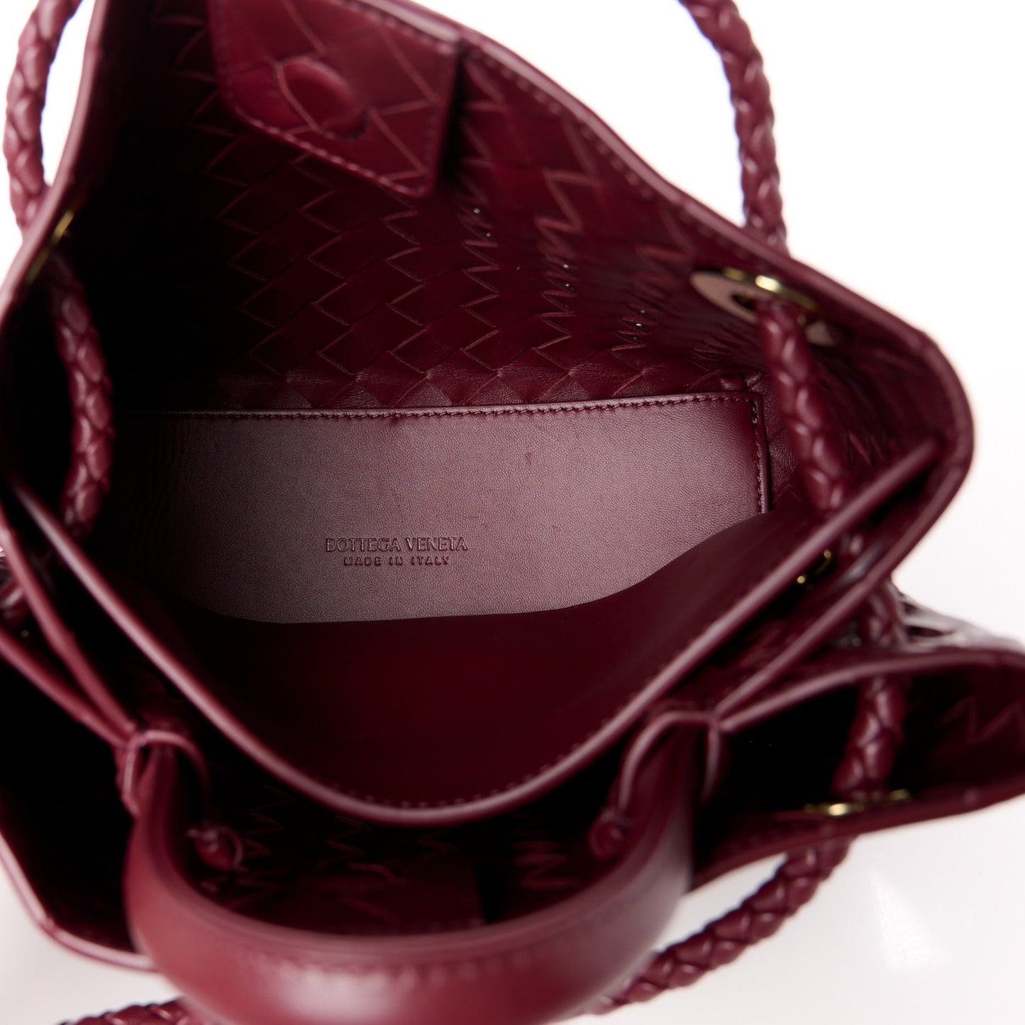 Nappa Intrecciato Small Andiamo Shoulder Bag Barolo