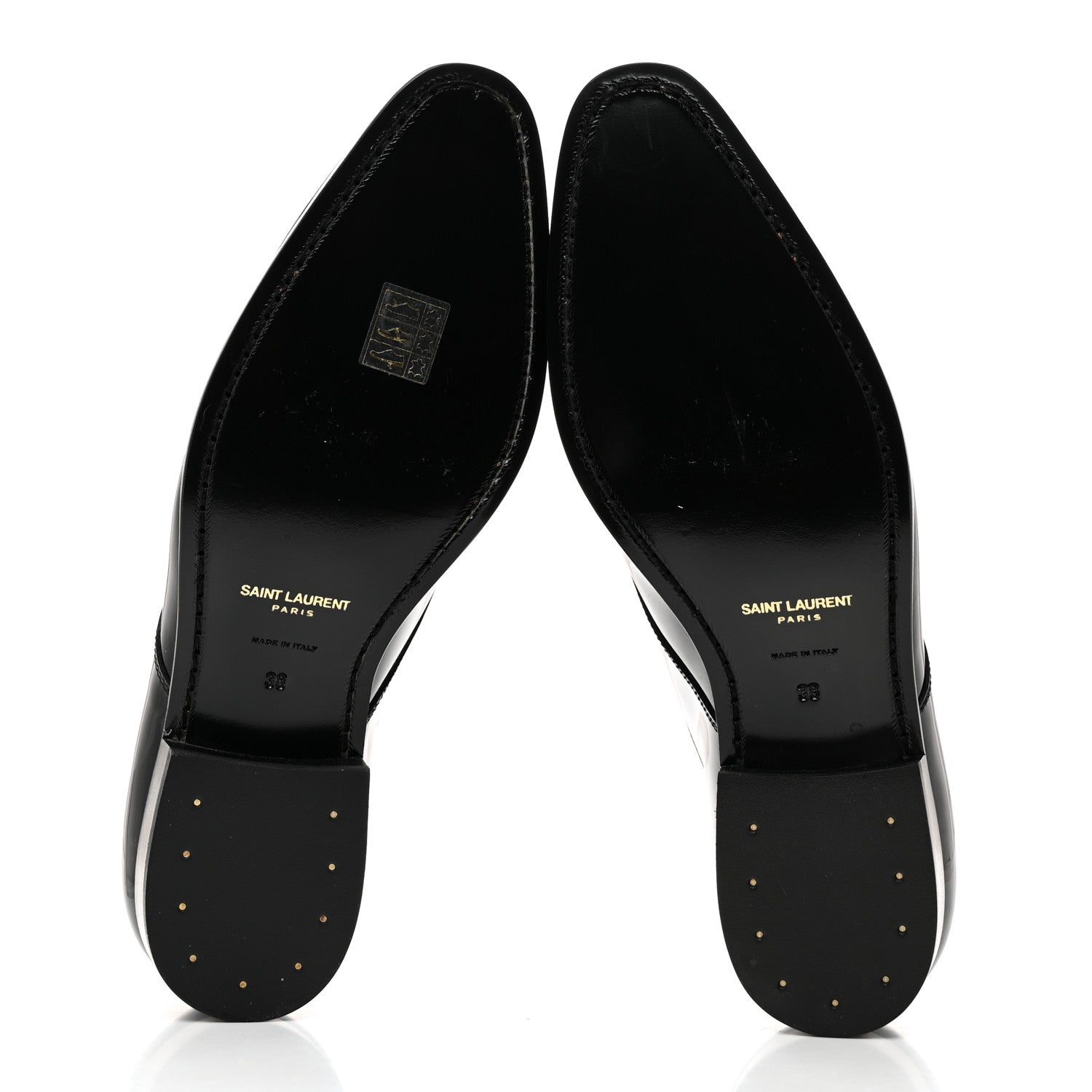 Saint Laurent Patent Baltimora Lace Up Derby Shoes 38 Black 5 of 9