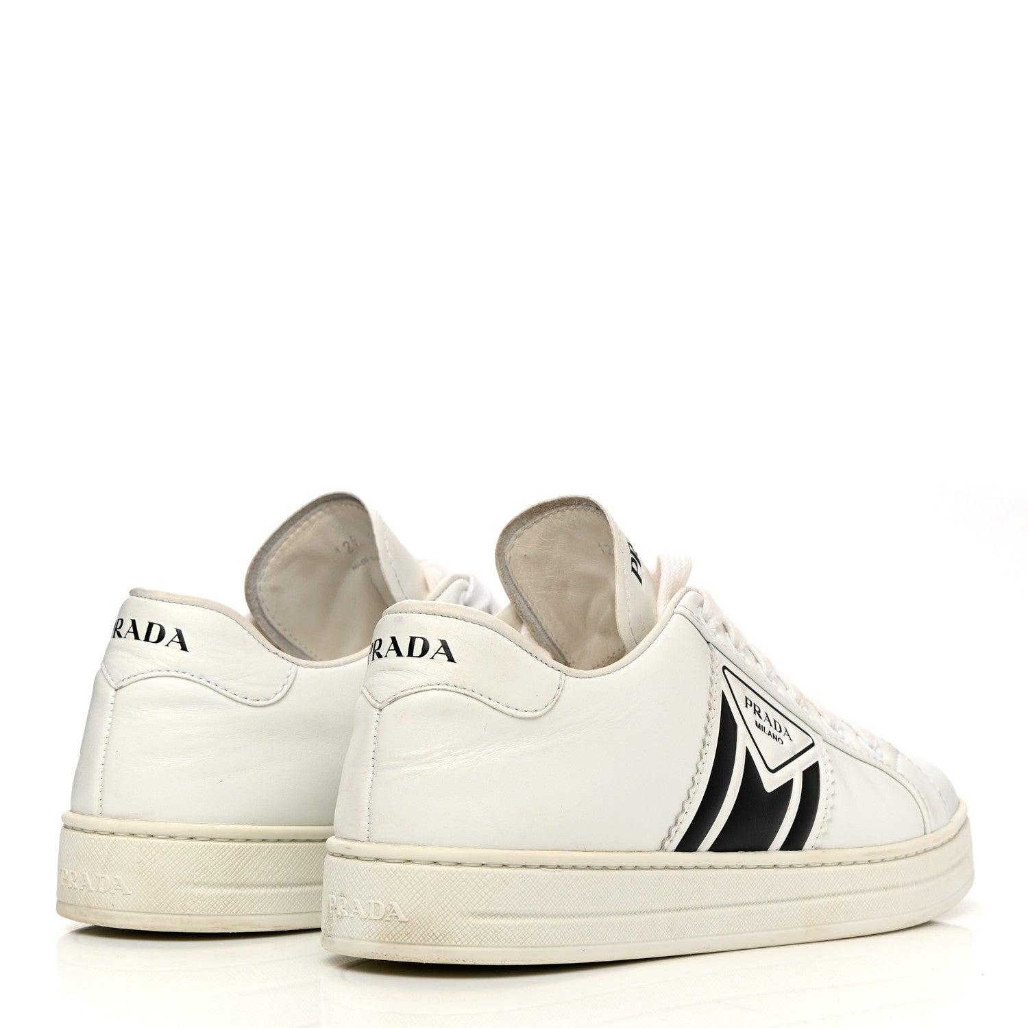 Prada Vitello Soft Logo Low Top Sneakers 37 White 4 of 15