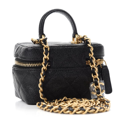 Chanel Caviar Quilted Mini Top Handle Vanity With Chain Black 3 of 11