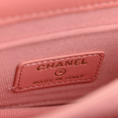 Chanel Lambskin Quilted Top Handle Flap Clutch With Chain Pink 6 of 13