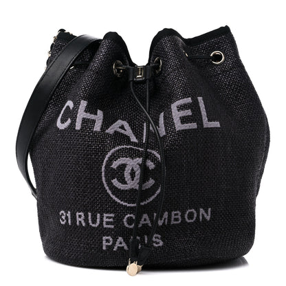 Chanel Mixed Fibers Deauville Drawstring Bag Black 1 of 11