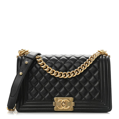 Chanel Lambskin Quilted Medium Boy Flap Black 1 of 12