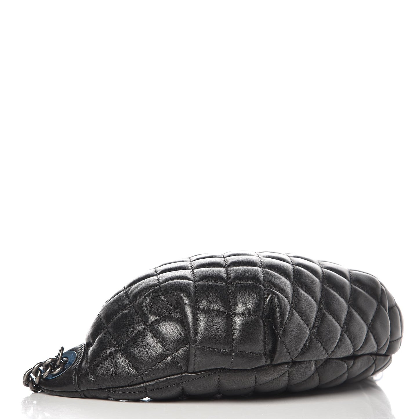 Lambskin Quilted Banane Waist Bag Fanny Pack Black