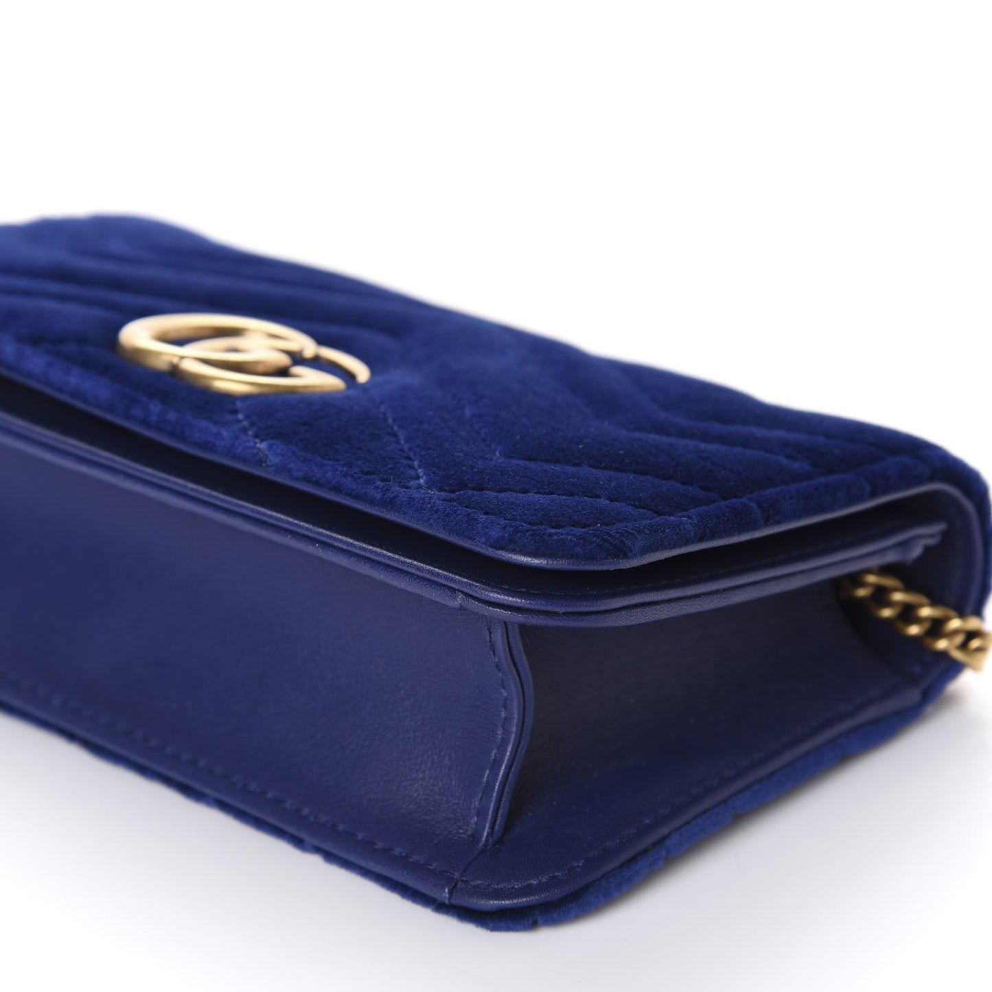 Velvet Matelasse GG Marmont Mini Bag Cobalt Blue
