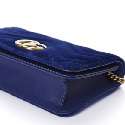 Gucci Velvet Matelasse GG Marmont Mini Bag Cobalt Blue 7 of 11