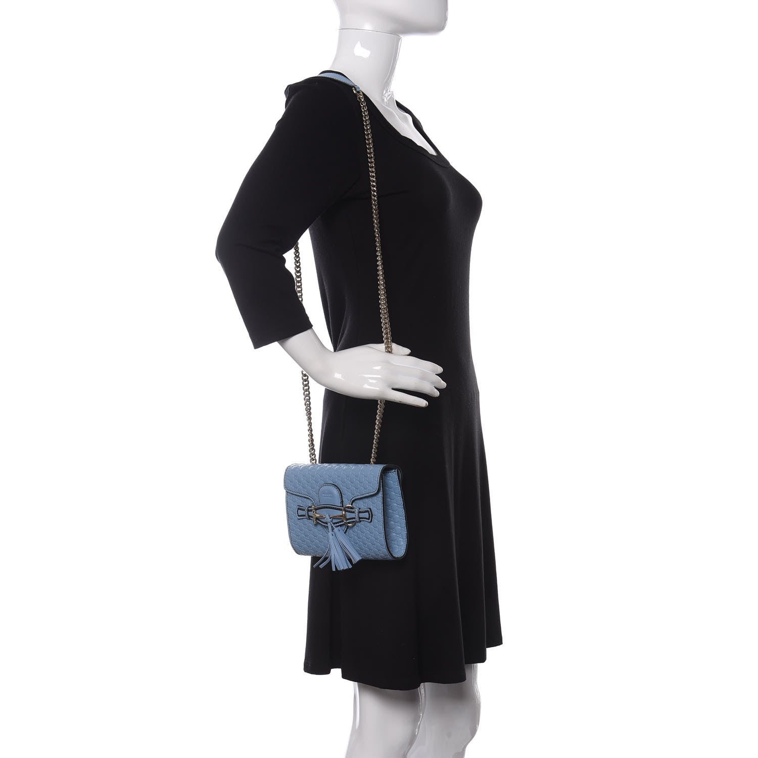 Gucci Soft Microguccissima Mini Emily Chain Shoulder Bag Mineral Blue 2 of 10