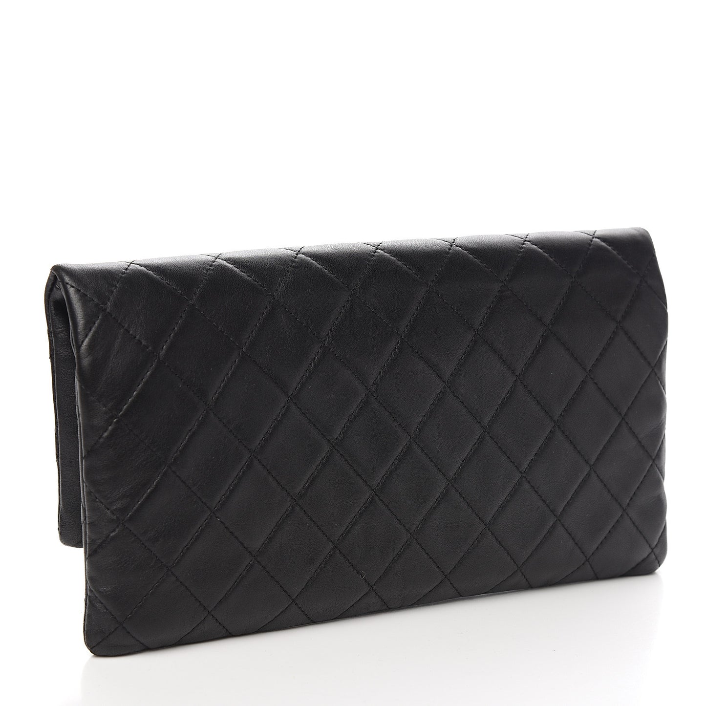 Lambskin Quilted CC Beauty Clutch Black