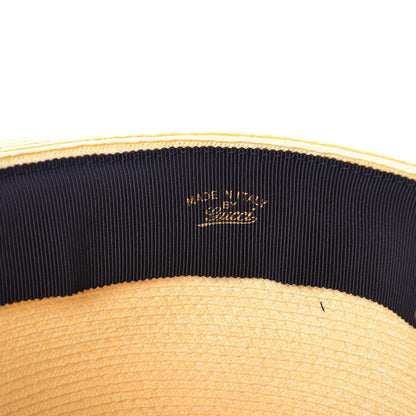 Gucci Straw Wide Brim 1973 Hat M Black Natural 7 of 9