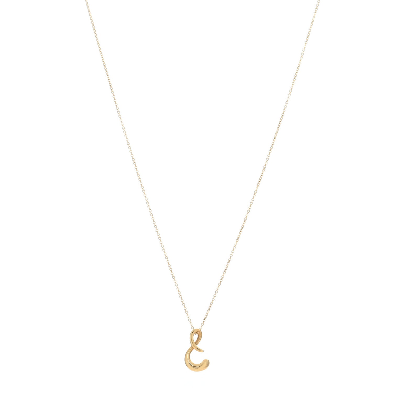 Tiffany 18K Yellow Gold Elsa Peretti Letter S Pendant Necklace 1 of 5