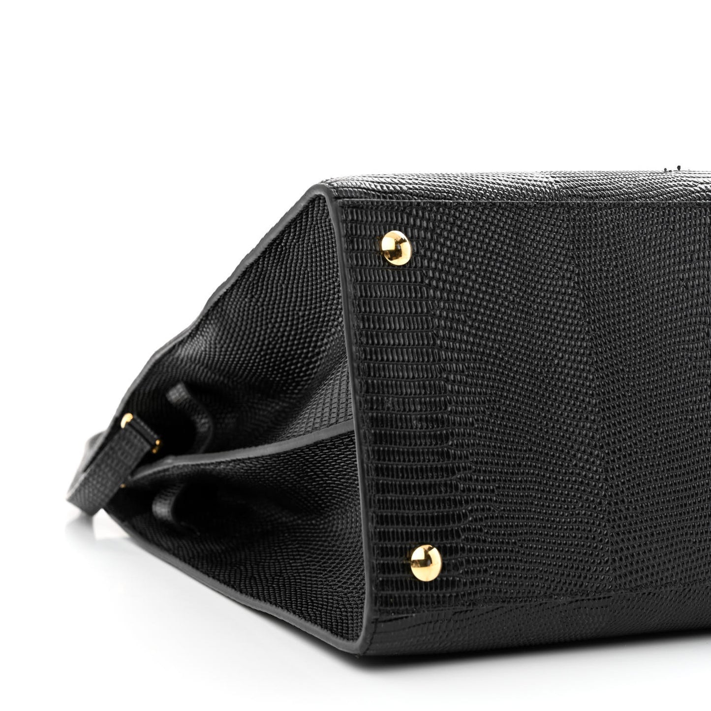 Calfskin Lizard Embossed Large Title Tote Black