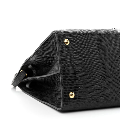 Burberry Calfskin Lizard Embossed Large Title Tote Black 9 of 13