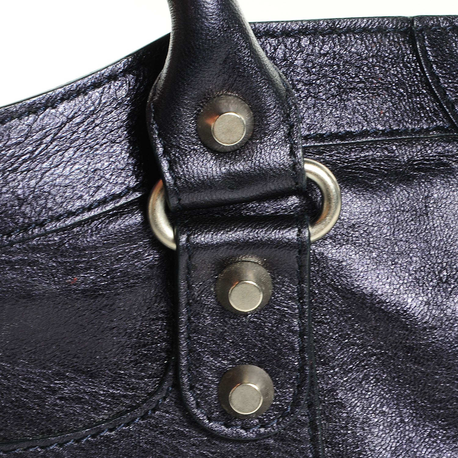 Balenciaga Metallic Agneau Classic Silver Hardware City Dark Purple 12 of 14