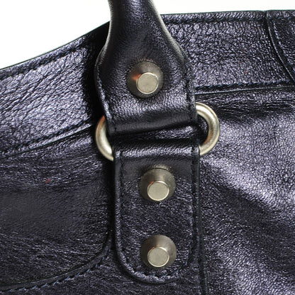 Balenciaga Metallic Agneau Classic Silver Hardware City Dark Purple 12 of 14