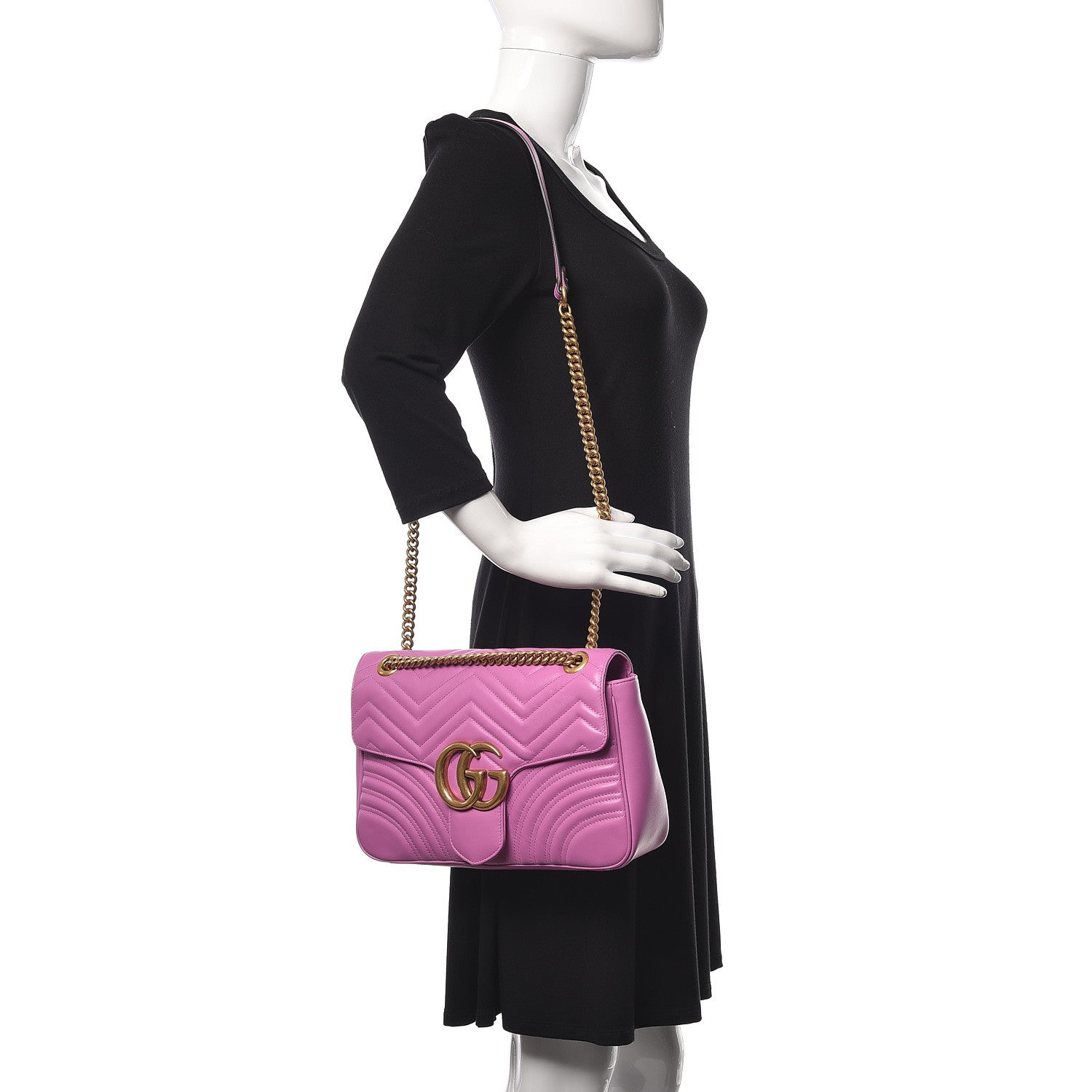 Gucci Calfskin Matelasse Medium GG Marmont Shoulder Bag Candy Mousse 2 of 11