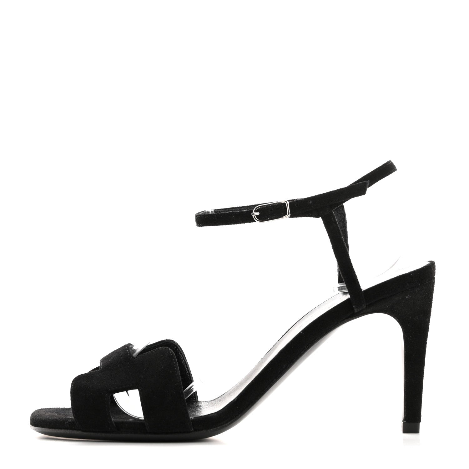 Hermes Suede Goatskin Heden 80 Sandals 36.5 Black 1 of 8