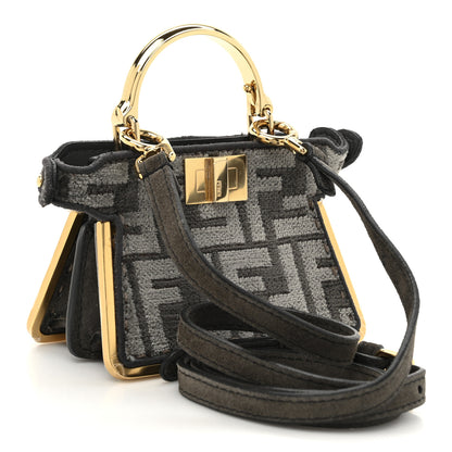 Fendi Fabric Calfskin Nano Peekaboo Maxi Handle Satchel Anthracite Asfalto 5 of 21
