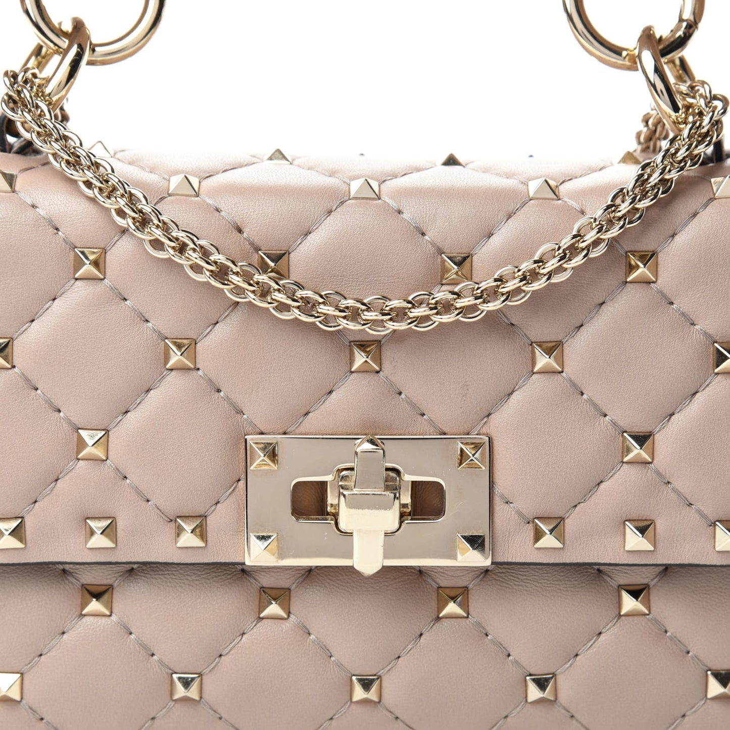 Nappa Small Rockstud Spike Shoulder Bag Poudre