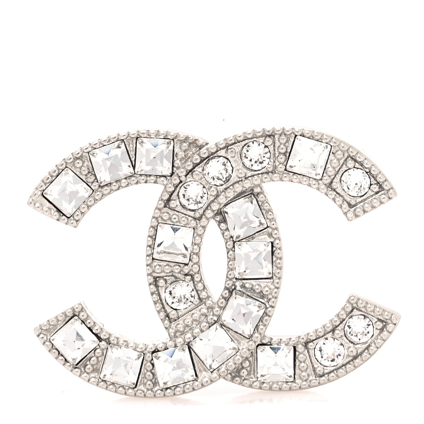 Crystal Baguette CC Mini Brooch Silver