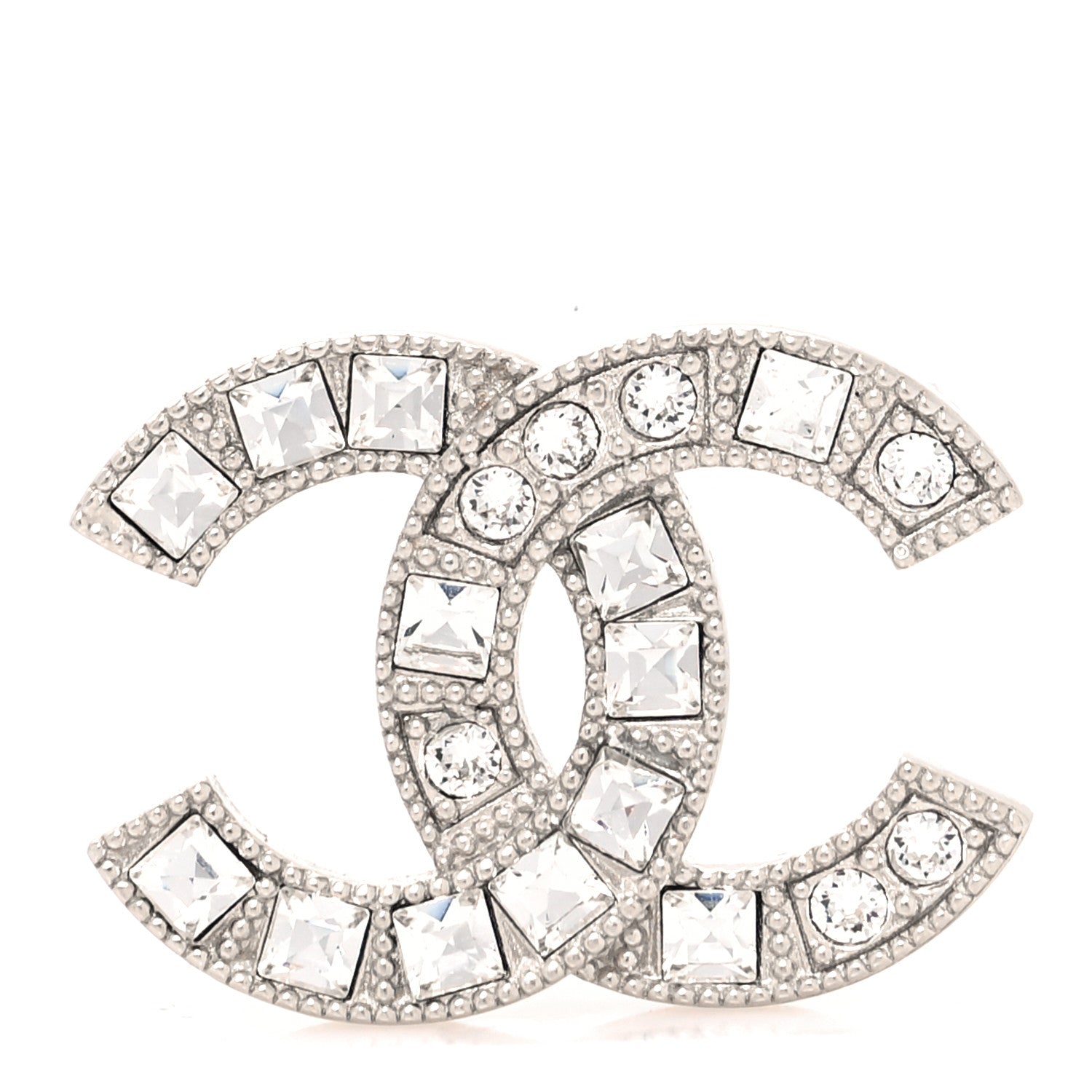 Chanel Crystal Baguette CC Mini Brooch Silver 1 of 4