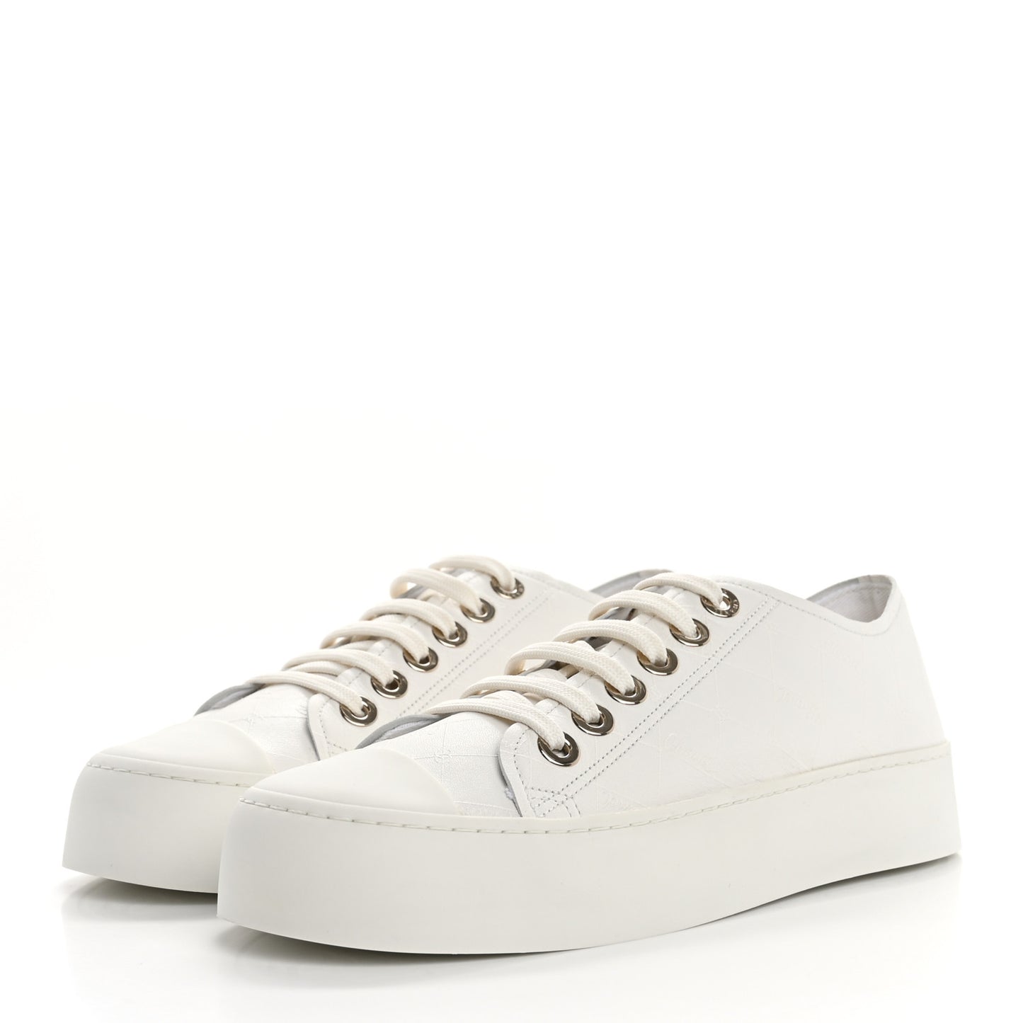 Lambskin Printed Logo Sneakers 37 White