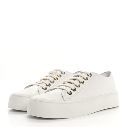 Chanel Lambskin Printed Logo Sneakers 37 White 4 of 10