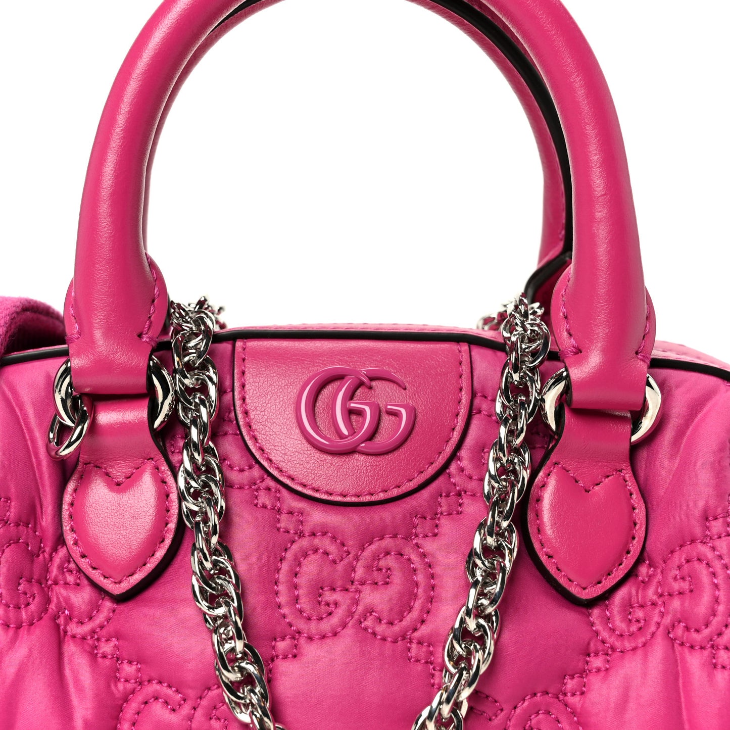 Nylon Calfskin Enamel GG Matelasse Mini Bowler Bag Lovely