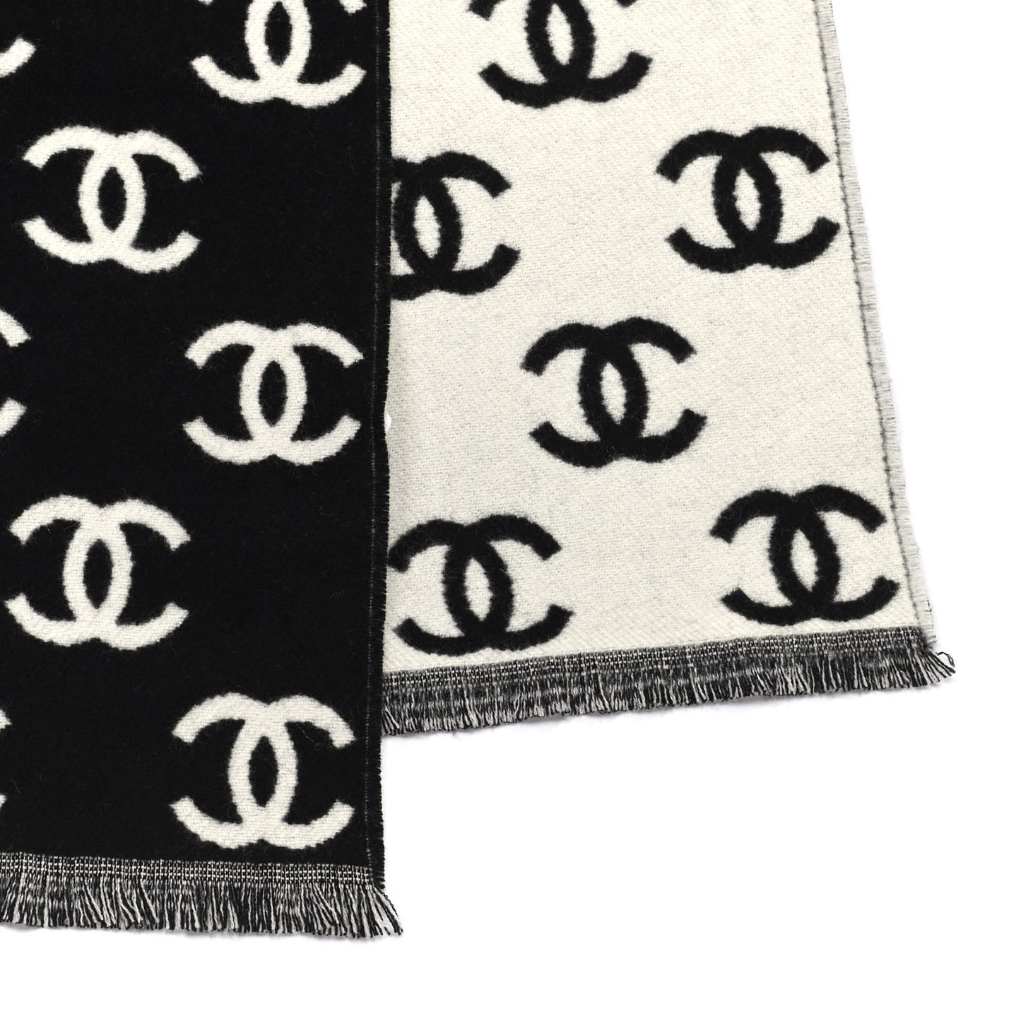Wool Cashmere CC Scarf Black White