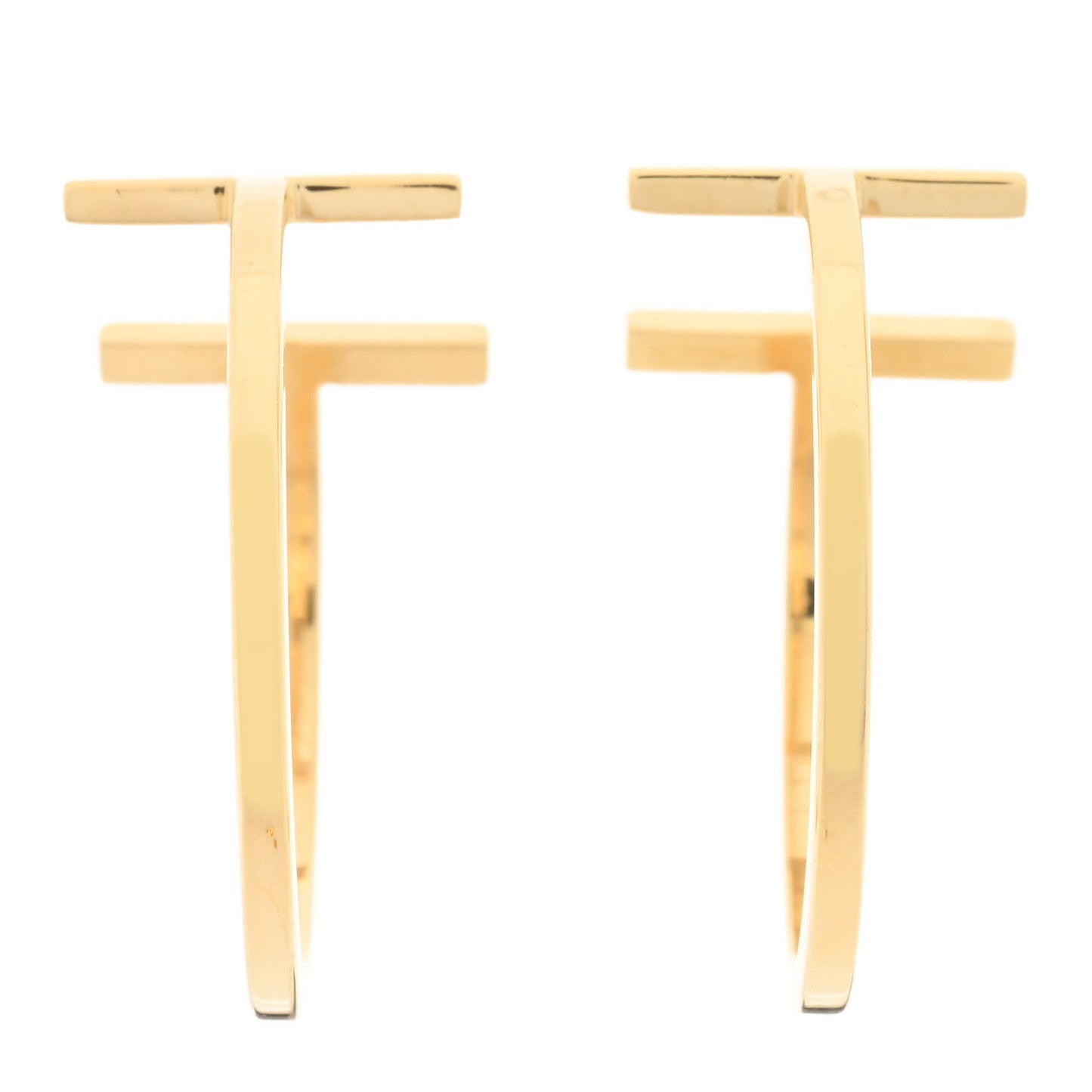 18K Yellow Gold Medium T Wire Hoop Earrings
