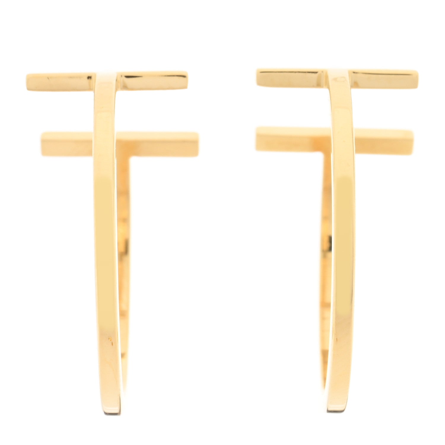Tiffany 18K Yellow Gold Medium T Wire Hoop Earrings 1 of 4