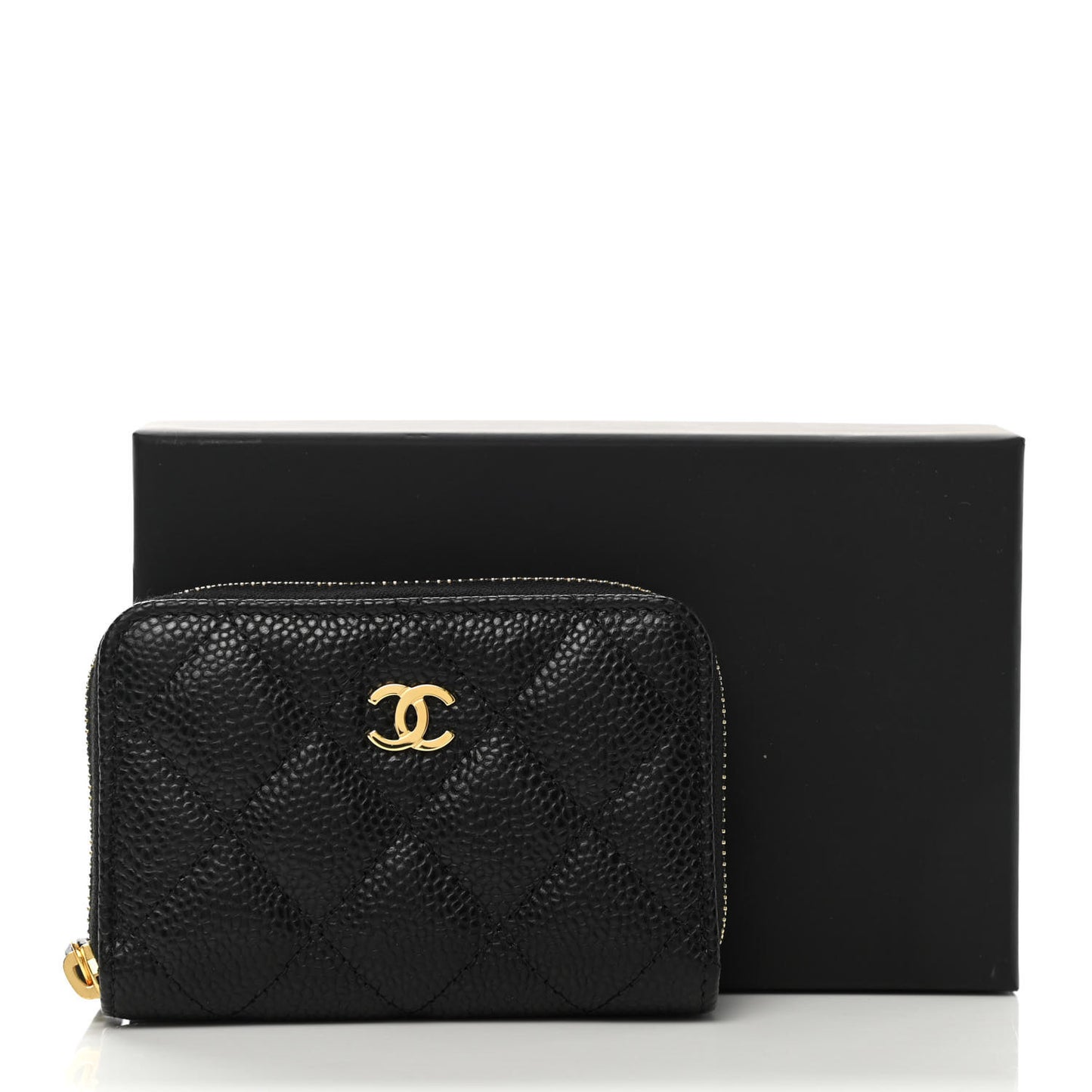Caviar Quilted Zip Coin Purse Black