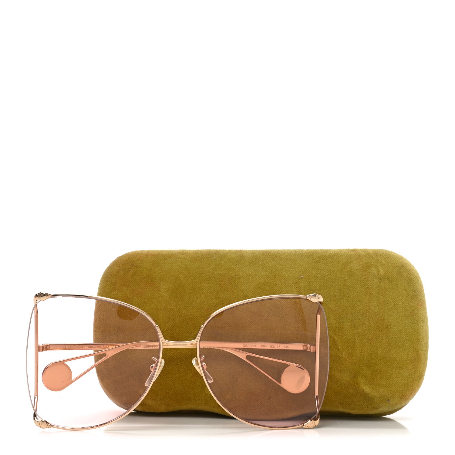 Gucci Metal Oversized Round Sunglasses GG0252S Gold Pink 7 of 7