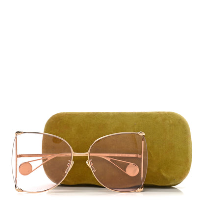 Gucci Metal Oversized Round Sunglasses GG0252S Gold Pink 7 of 7