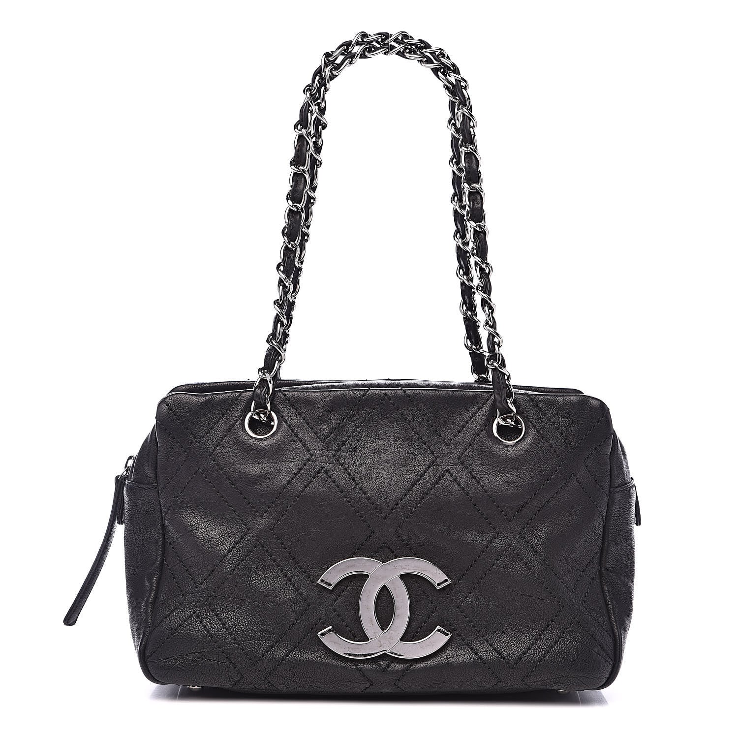 Chanel Calfskin Small Diamond Stitch Tote Black 1 of 14