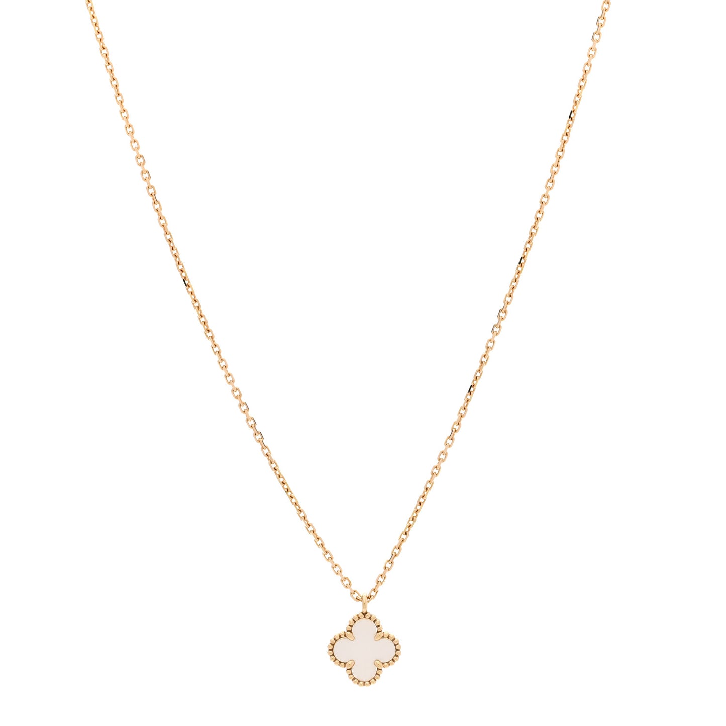 18K Yellow Gold Mother of Pearl Sweet Alhambra Pendant Necklace