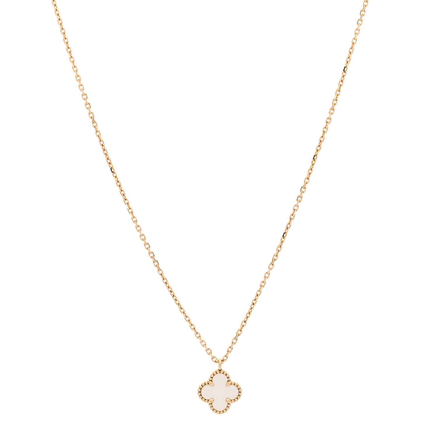 Van Cleef & Arpels 18K Yellow Gold Mother of Pearl Sweet Alhambra Pendant Necklace 1 of 5