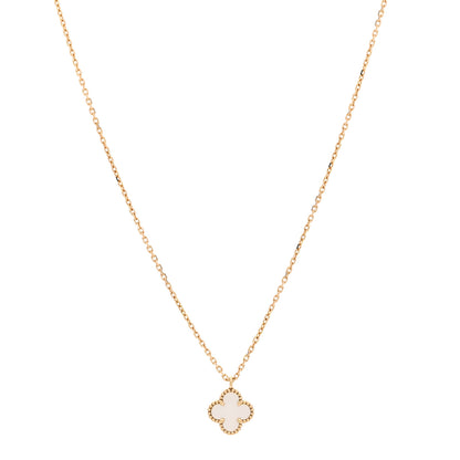 Van Cleef & Arpels 18K Yellow Gold Mother of Pearl Sweet Alhambra Pendant Necklace 1 of 5